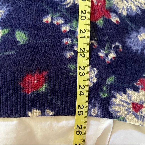 Vintage 90s Rare Ralph Lauren Blue Floral Lambswool Sweater Women Size Large - Picture 5 of 7